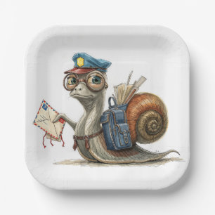 Snail Postman Delivering Mail Paper Plates