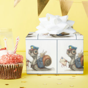 Snail Postman Delivering Mail Wrapping Paper