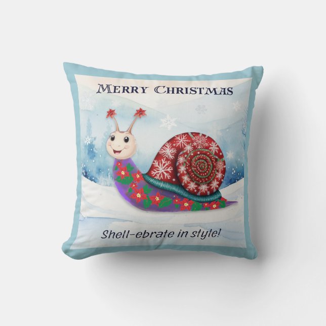 Snail Pun Humorous Merry Christmas Personalized Throw Pillow (Front)