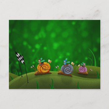 Snail Racing Postcard by vladstudio at Zazzle