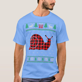 Snail Red Plaid Ugly Christmas Sweater Matching Pa