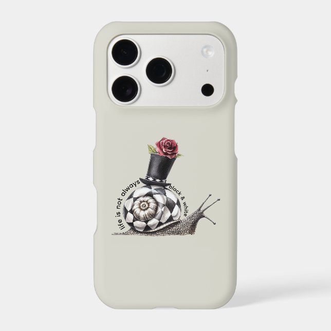 Snail Red Rose Life Not Black & White iPhone Case (Back)