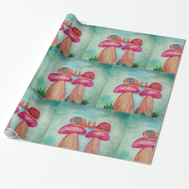 Snail Romance Glossy Wrapping Paper (Unrolled)