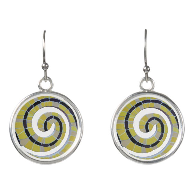 Snail Shell Spiral Mosaic Cust. Earrings (Front)