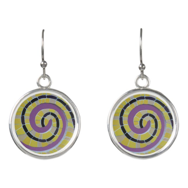 Snail Shell Spiral Mosaic Cust. Earrings (Front)
