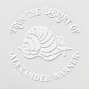 Snail Silhouette Seashore Beach Round Library Book Embosser