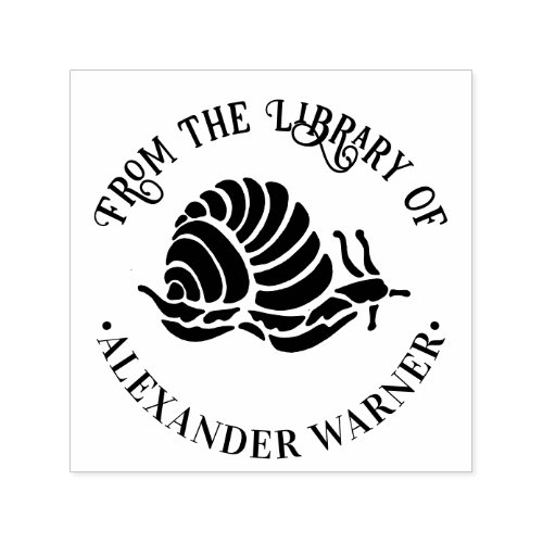 Snail Silhouette Seashore Beach Round Library Book Self_inking Stamp