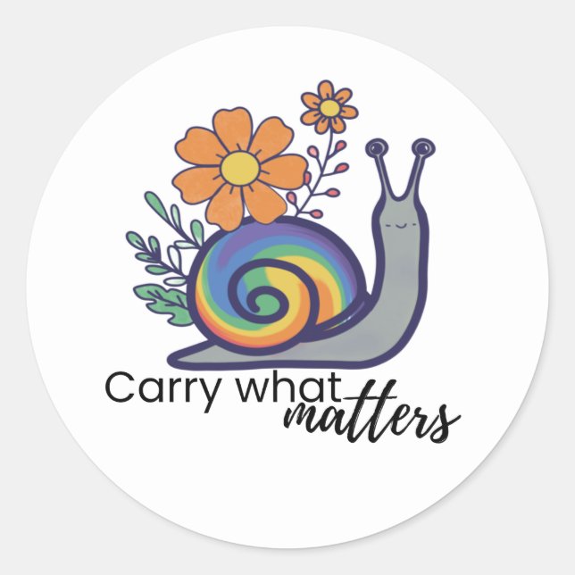 Snail Sticker, Round Sticker Sheet, Rainbow Snail (Front)