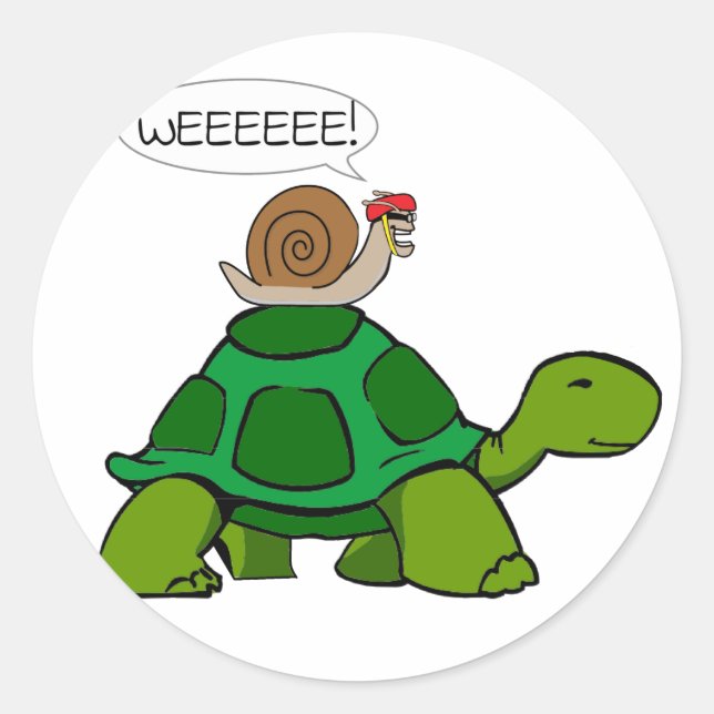 Snail & Turtle - Turbo Duo Classic Round Sticker (Front)