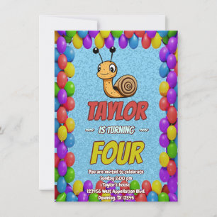 Snail Unique Personalized Birthday Invite Kids