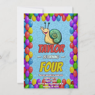 Snail Unique Personalized Birthday Invite Kids
