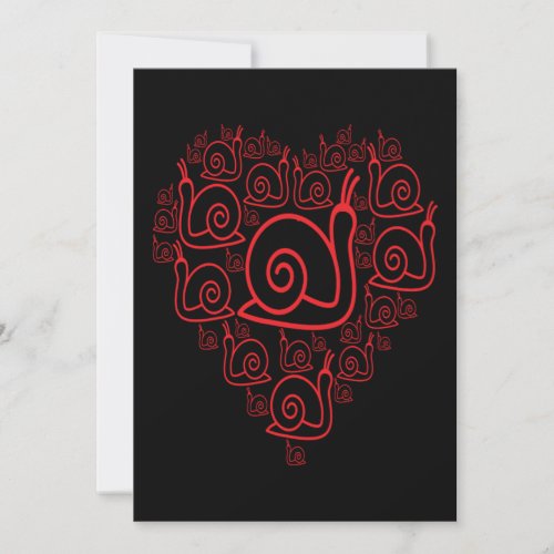 Snail Valentine Day Gift Him Her Red Heart Love Holiday Card