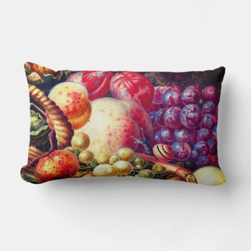 Snail Watching Fruit Still Life Lumbar Pillow