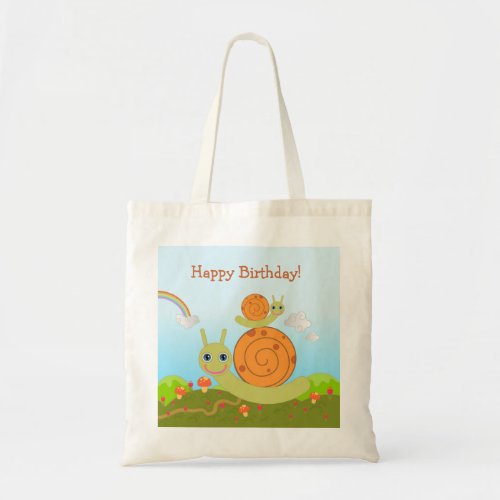 Snail wishing Happy Birthday Tote Bag