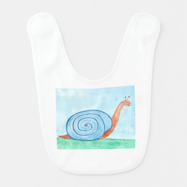 Snail With a Blue Shell Baby Bib (Front)