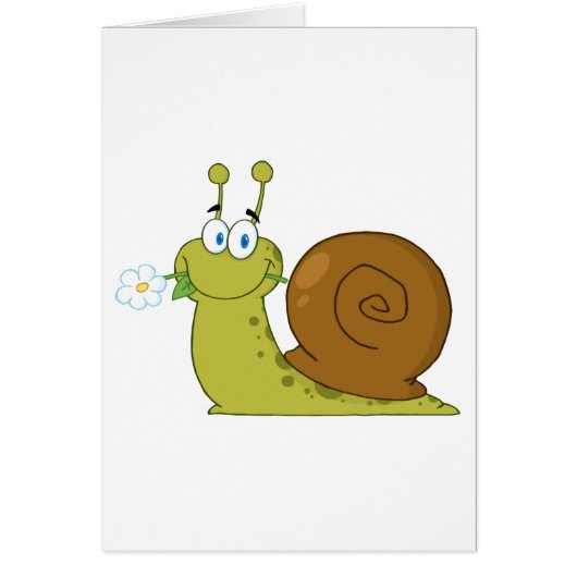 Snail With A Flower In Its Mouth Cards (Front)