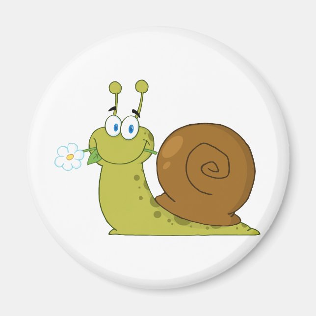 Snail With A Flower In Its Mouth Magnet (Front)
