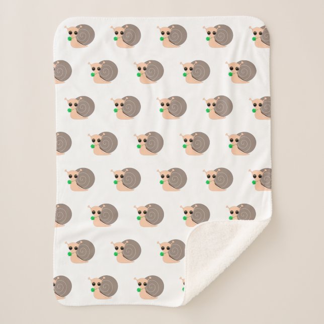 Snail with Clover Baby Sherpa Blanket (Front)