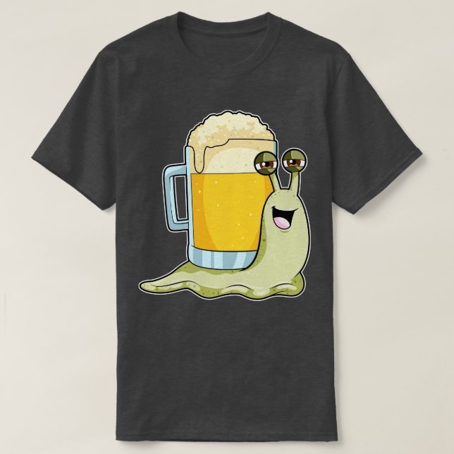 Snail with Glass of Beer T-Shirt (Design Front)