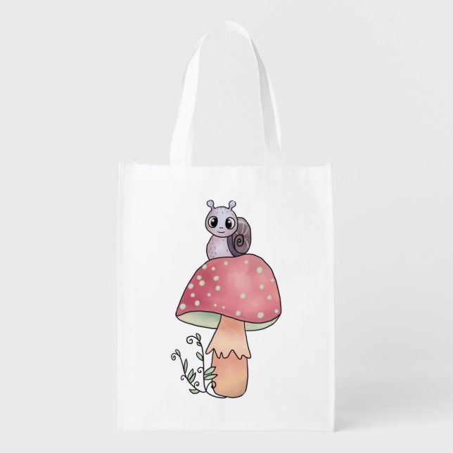 Snail with mushroom  grocery bag (Front)