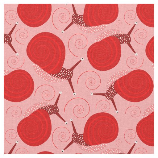 snails abstract spiral swirl red pink dot  fabric