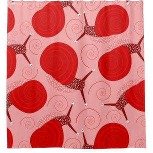 snails abstract spiral swirl red pink dot shower curtain