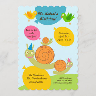 Snails and Balloons Birthday Party invitation
