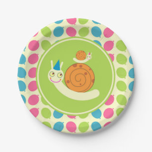 Snails and Balloons children Birthday Party Paper Plates
