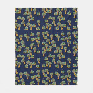 Snails and Mushrooms Retro Snail Mushroom Pattern Fleece Blanket