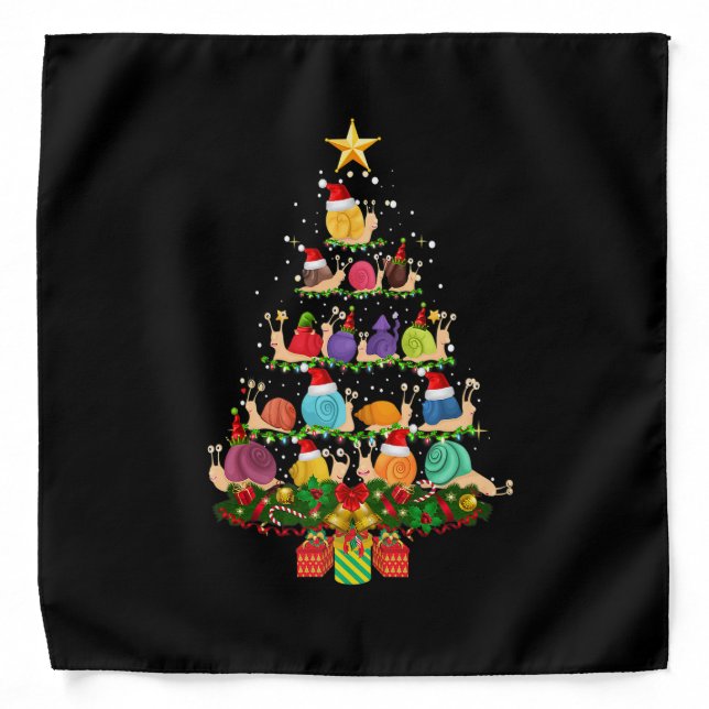 Snails Christmas Tree Lights Funny Xmas Santa Snai Bandana (Front)