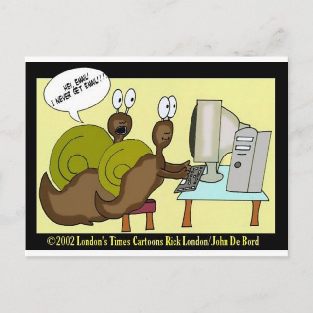 Snails Getting Email Funny Cartoon Gifts & Tees Postcard (Front)