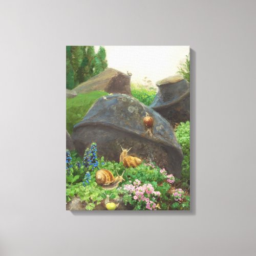 Snails in a Rock Garden by HA Brendekilde Canvas Print
