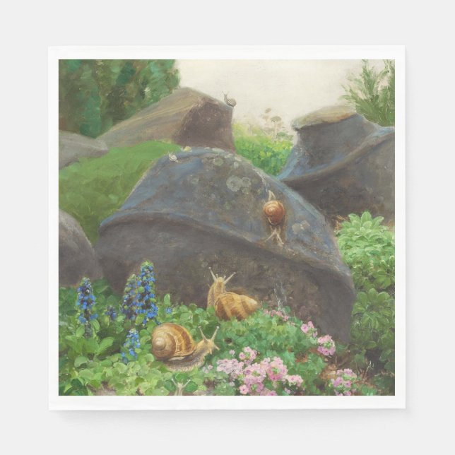 Snails in a Rock Garden (by H.A. Brendekilde) Napkins (Front)