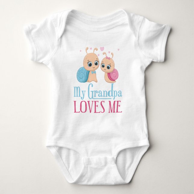 Snails 🐌 My Grandpa Loves Me - Grandchild Gift Baby Bodysuit (Front)