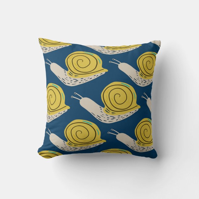 Snails silhouettes: yellow, pink pattern. throw pillow (Front)
