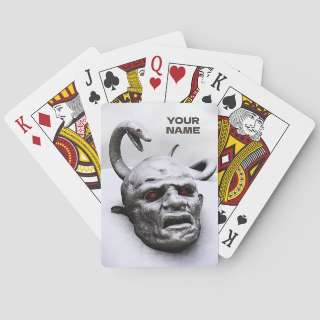 Snake above head sculpture poker cards (Back)