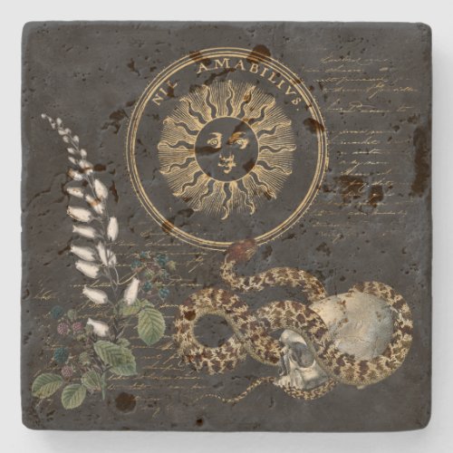 Snake and Berries Stone Coaster