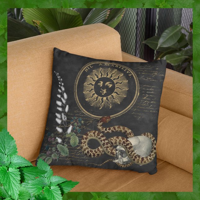Snake and Berries Throw Pillow (Creator Uploaded)