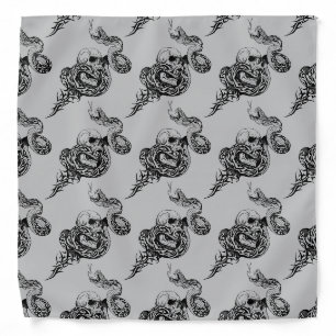 snake and broken human skull bandana