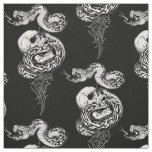 snake and broken human skull fabric