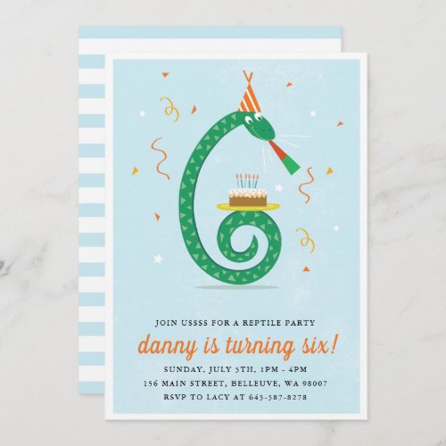 Snake and cake Birthday party invitation