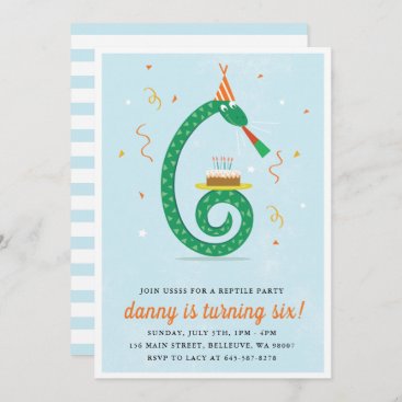 Snake and cake Birthday party invitation