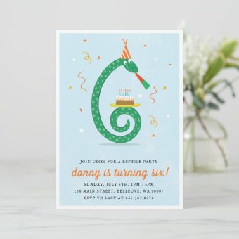 Snake and cake Birthday party invitation | Zazzle