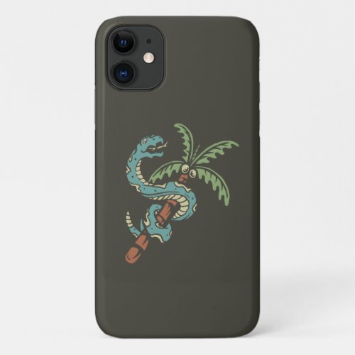 Snake and Coconut Tree iPhone 11 Case
