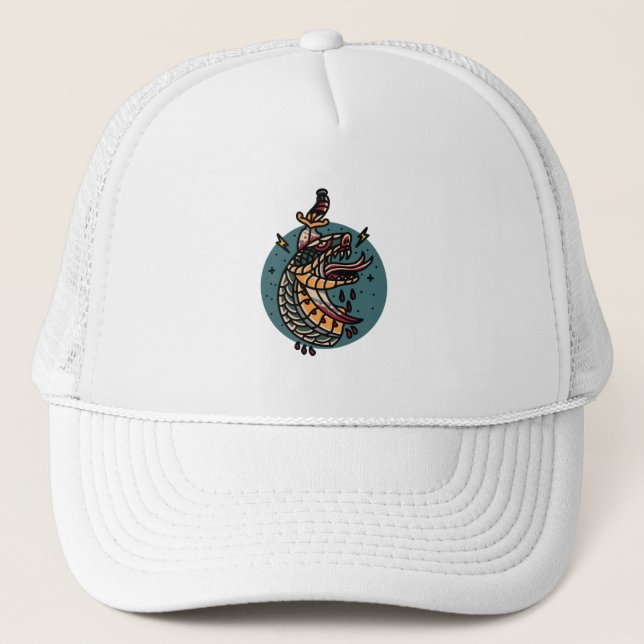 Snake and Dagger Trucker Hat (Front)