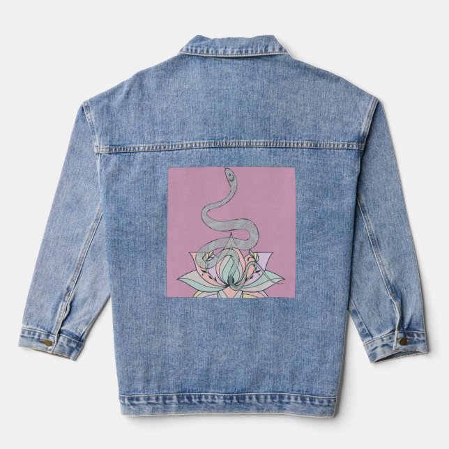 Snake and Lotus Jean Jacket (Back)