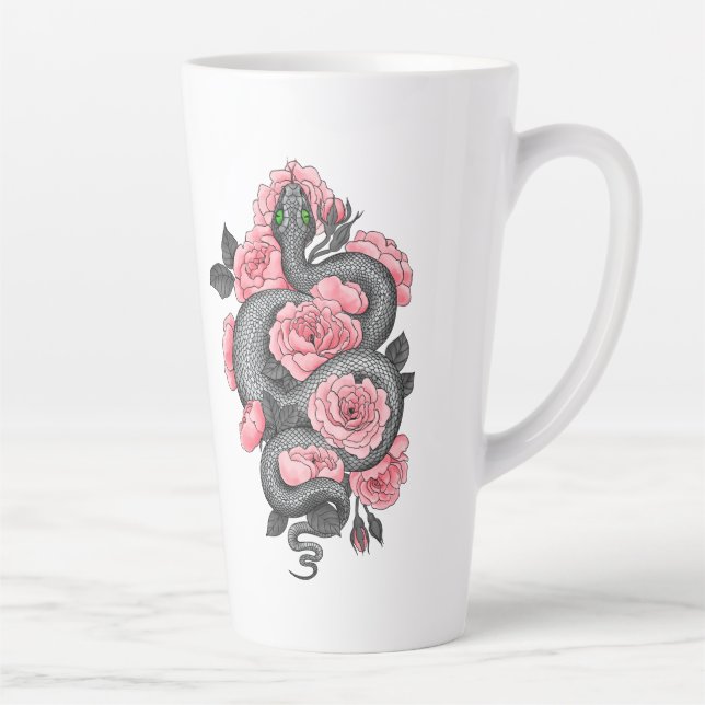 Snake and peach roses latte mug (Right)