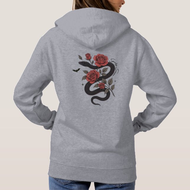 Snake and Roses Hoodie - Gothic Floral Design (Back)