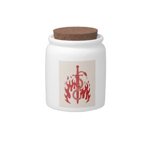 Snake and Sword Risograph Art Print | Red Flame Candy Jar