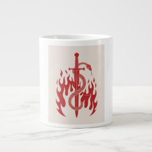 Snake and Sword Risograph Art Print   Red Flame  Giant Coffee Mug